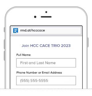 Image of a smartphone signing up for push notifications from CACE TRIO